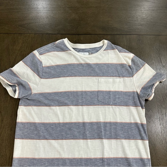 Goodfellow & Co. Men’s Size Medium White with Blue Orange Stripes Pocket Tee - Picture 2 of 11